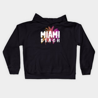 Miami Beach Florida City Palm Trees Sunset Design Kids Hoodie